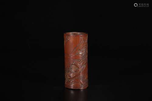 A Chinese Carved Bamboo Brush Pot