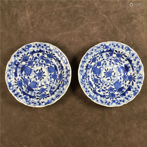 A Pair of Chinese Blue and White Porcelain Plates