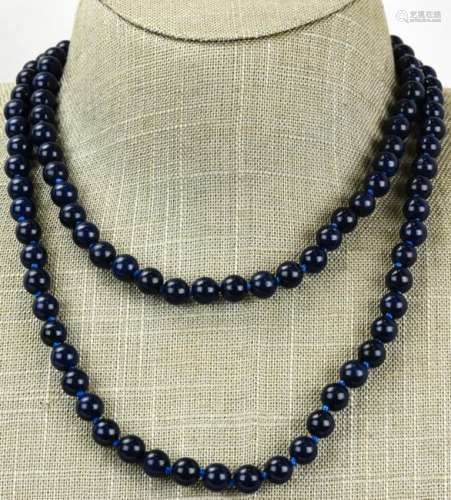 Hand Knotted Lapis Lazuli Necklace Strand