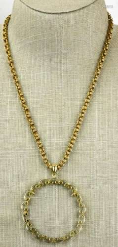19th C Gold Filled Chain w 14k Yellow Gold Pendant