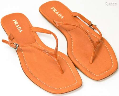 Prada Orange Leather Sandles Size 39