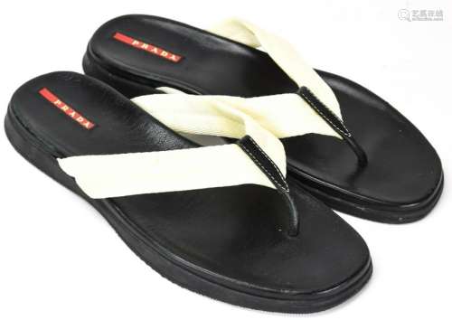 Prada Black and White Flip Flops Size 39