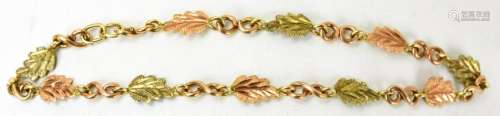 Estate 10kt Yellow Gold Figural Leaf Bracelet