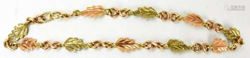 Estate 10kt Yellow Gold Figural Leaf Bracelet