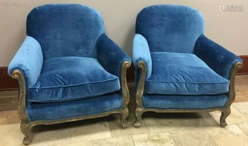 Pair Contemporary French Form Arm Chairs
