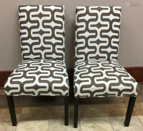 2 Contemporary Fabric Upholstered Parsons Chairs