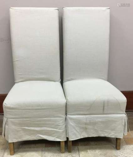 Pair Contemporary High Back Slipper Chairs
