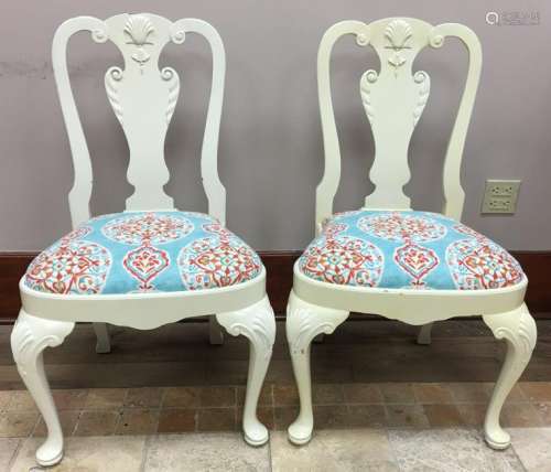 Pair Contemporary Queen Anne Style Side Chairs