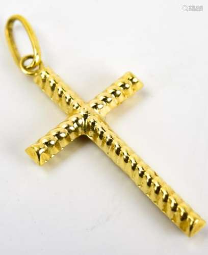 14kt Textured Yellow Gold Cross Necklace Pendant