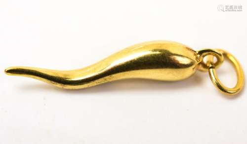 Vintage 14kt Yellow Gold Cornicello Horn Pendant