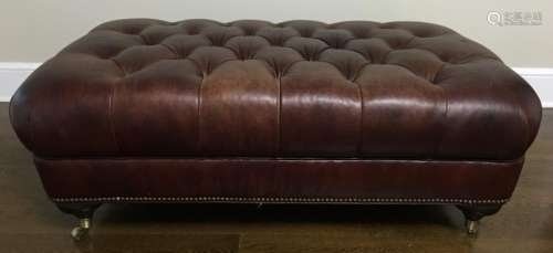 Chesterfield Style Tufted Leather Ottoman