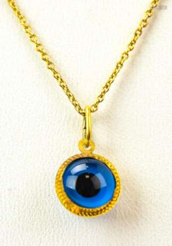 Vintage Vermeil Necklace Pendant of an Evil Eye