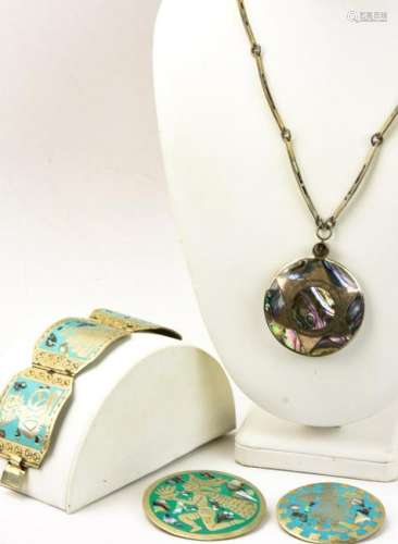 Collection Sterling Silver Enamel & Inlaid Jewelry