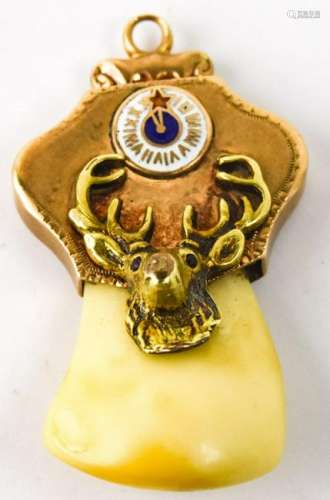 Antique 10kt Yellow Gold Elk's Club Pendant Charm
