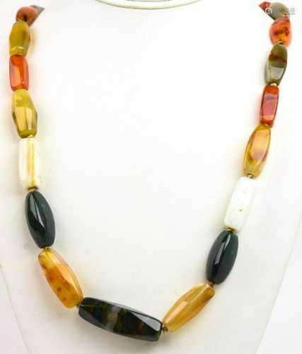Vintage Tumbled Agate Bead Necklace