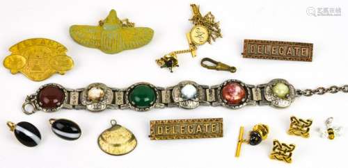 Group Antique & Vintage Costume Jewelry & Medals