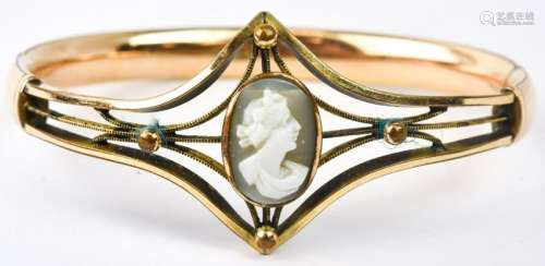 Antique 19th C Gold Filled & Shell Cameo Bracelet
