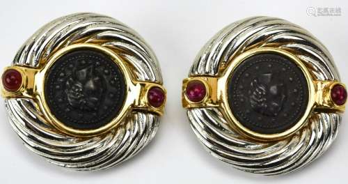 Vintage Costume Jewelry Faux Coin Clip Earrings