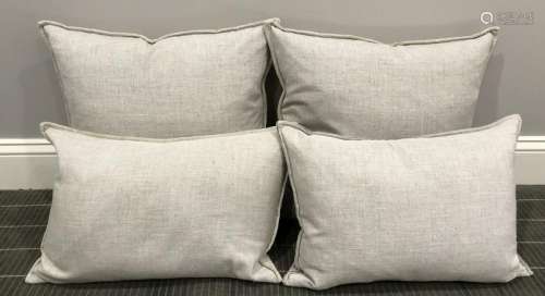 4 Custom Wheat Linen Down Filled Throw Pillows
