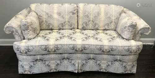 Contemporary Upholstered Love Seat Gold + Grey