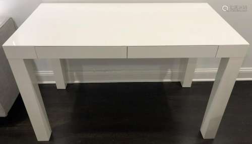 White Lacquer Contemporary 2-Drawer Desk / Console