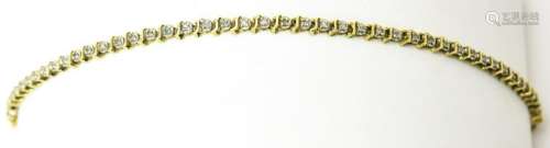 Estate 10kt Yellow Gold & Diamond Tennis Bracelet