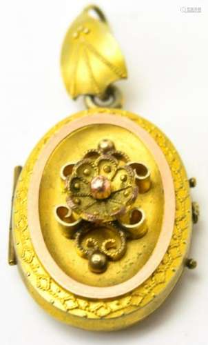 Antique 19th C Gold & Gold Filled Locket Pendant