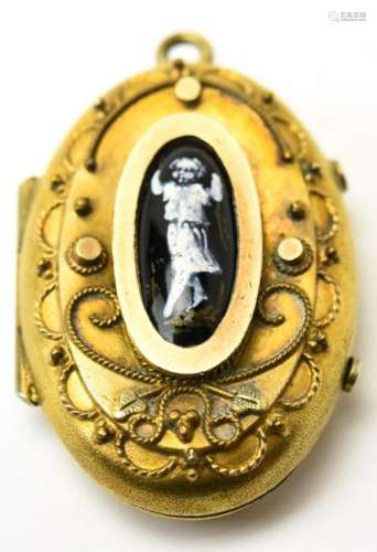 Antique 19th Century Gold & Enamel Locket