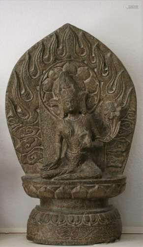 A Chinese Antique Stone Carved Buddha, Northern Wei