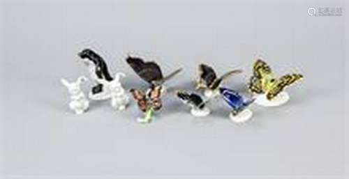 Nine animal figures, 20th century, 4 figures,