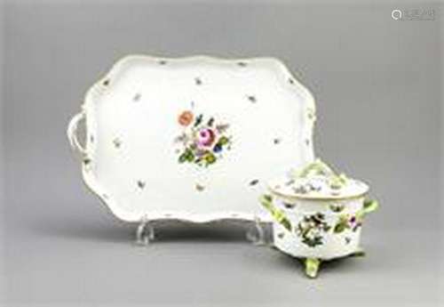 Two pieces Herend, marks after 1967, curved tray with