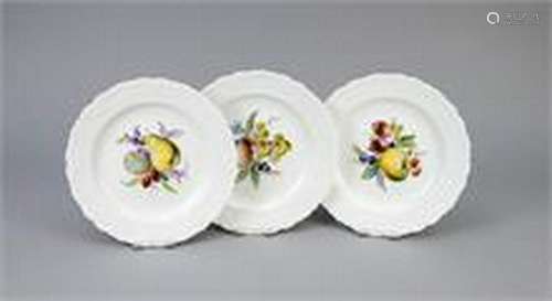 Three fruit plates, Meissen, marks 1850-1924, 1st