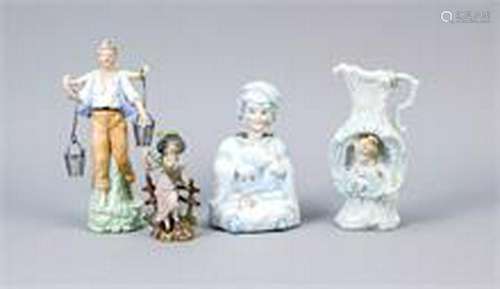 Four pieces of porcelain, 20th cent., Bisquit,