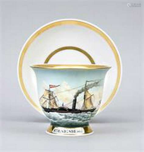 Captain's cup with saucer, porcelain, polychrome