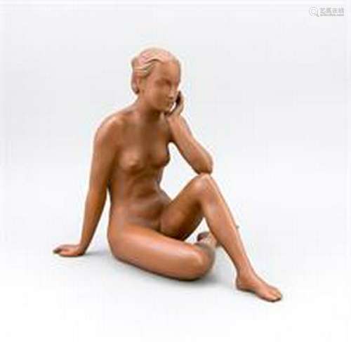 Sitting nude, in the style of Goldscheider, 1950-60s,