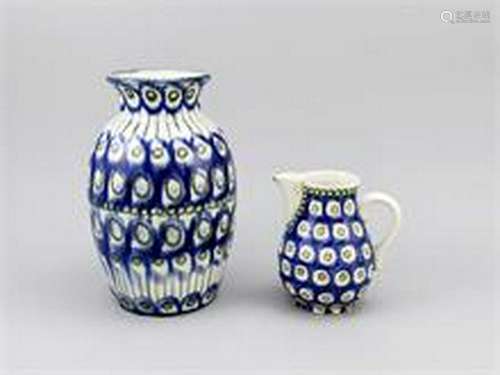 Vase and pitcher, Bunzlau, beg. 20th cent., Stoneware,