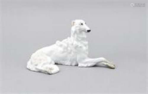 Borzoi, Augarten Vienna, after 1970, sparingly painted,