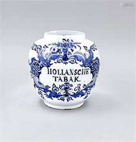 Tobacco pot, Holland, prob. 18th century, ceramic,