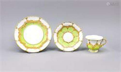 Coffee set, 3 pcs., Meissen, after 1950, 2nd quality,