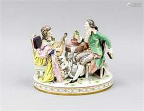 Gallant figurine group, Thuringia 20th century, elegant