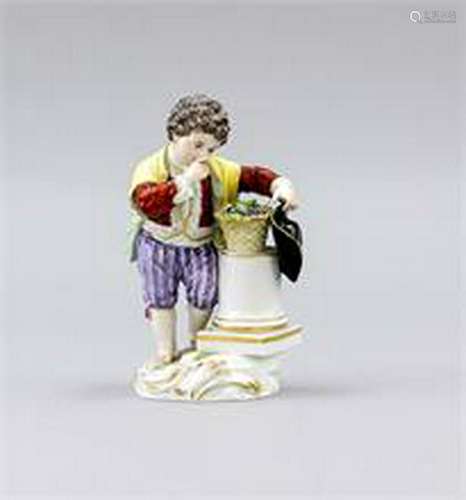 Gardener child with grape basket, Meissen, mark