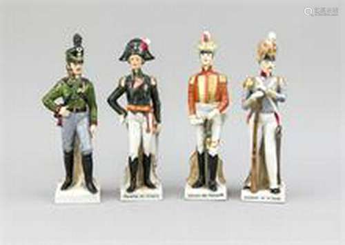 Four militaria figures, 20th cent., Maiko, officer,