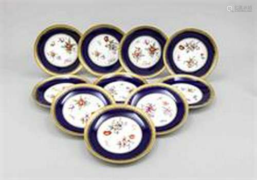 Ten fruit plates, Altrohlau, Bohemia, brand from