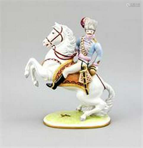 Riding Hussar, 20th C., polychrome painted, ornamented,