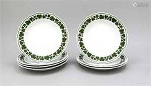 Seven dinner plates, Meissen, marks 20th c., 1st ch.,