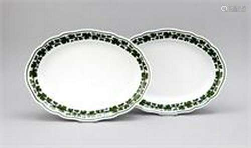 Pair of oval serving platters, Meissen, marks 1972-80,