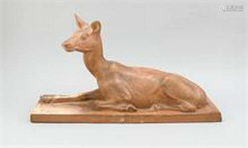 Art Nouveau Figure, Lying Deer, c. 1930, Santiago