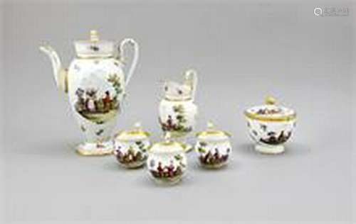 Empire coffee set and 3 coffee cups, 6 pcs., Meissen,