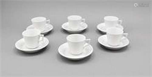 6 coffee cups w. saucers, KPM Berlin, marks 2nd h. 20th