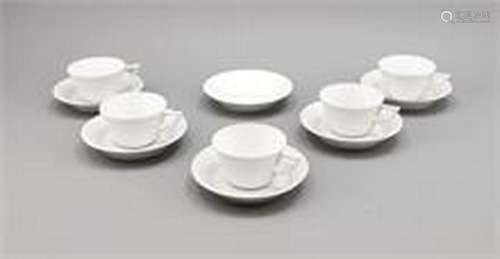 5 tea cups w. 6 saucers, KPM Berlin, marks 2nd h. 20th